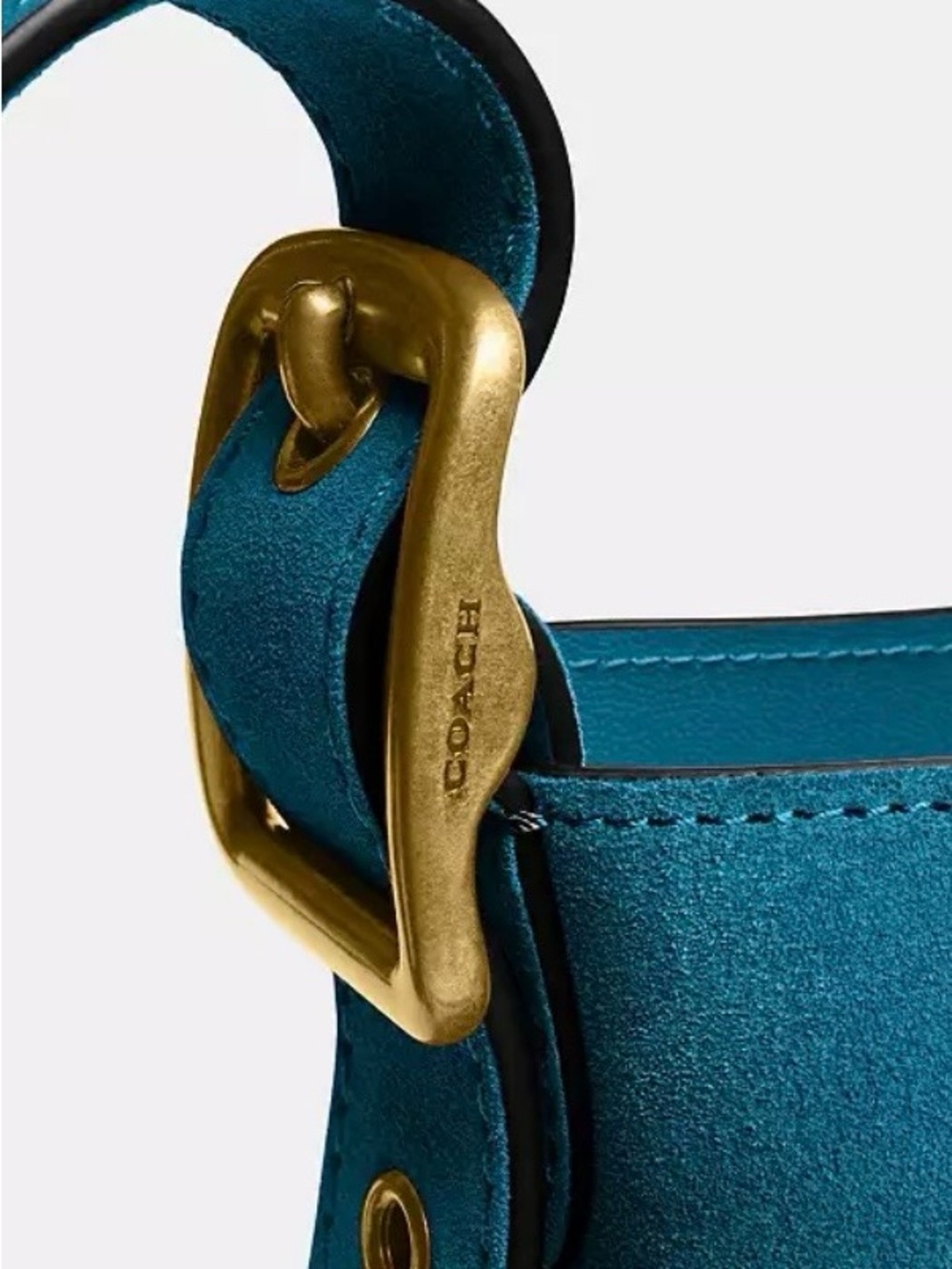 COACH Bleecker Bucket Bag 21 with Matching Pouch in Sea Blue (Teal) Suede NWT - Picture 8 of 12